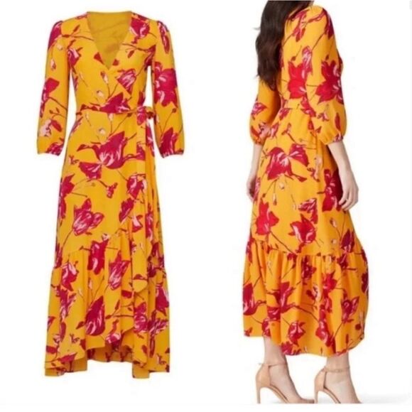 Color Me Courtney RTR Bright Orchid Floral Eleanor Wrap Maxi Dress Sz M - Picture 1 of 16